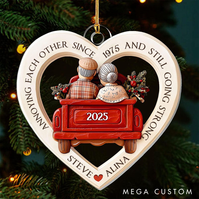 Personalized Couple Ornament From First Kiss Till Last Breath Ornament Couple Christmas Ornament Red Truck Anniversary Keepsake for Elderly
