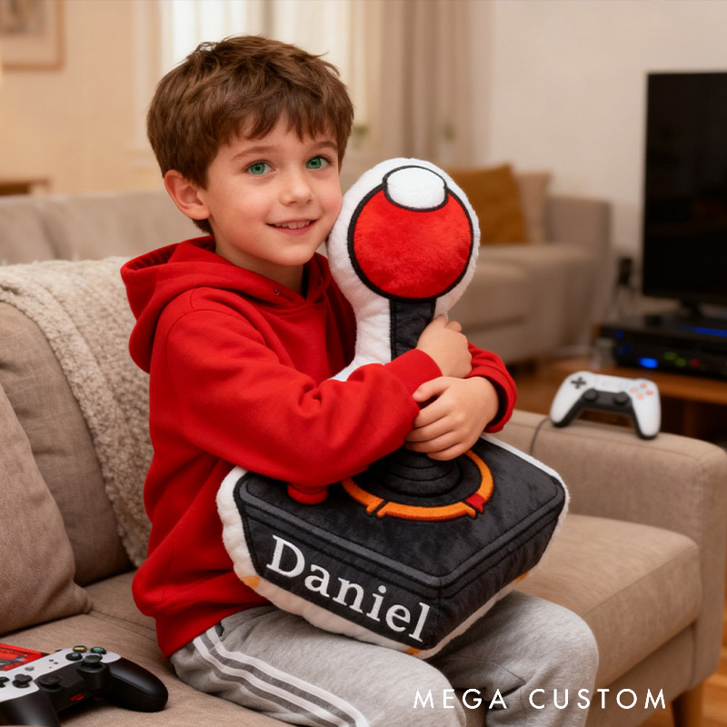 Personalized Graphic 3D Print Game Controller-Shaped Pillow with Your Name Perfect Christmas Gift for Gamers and Suitable for Kids