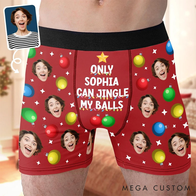 Personalized Girlfriend Wife Face Boxer Briefs Men Christmas Underwear with Women Face Photo Xmas Gift for Boyfriend Husband Groom Gift from Bride