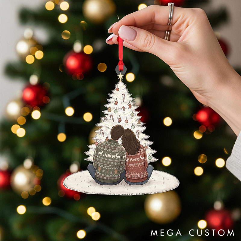 Personalized Couple Christmas Ornament Christmas Tree Decoration with Names and Holiday Sweaters Couple Holiday Ornament