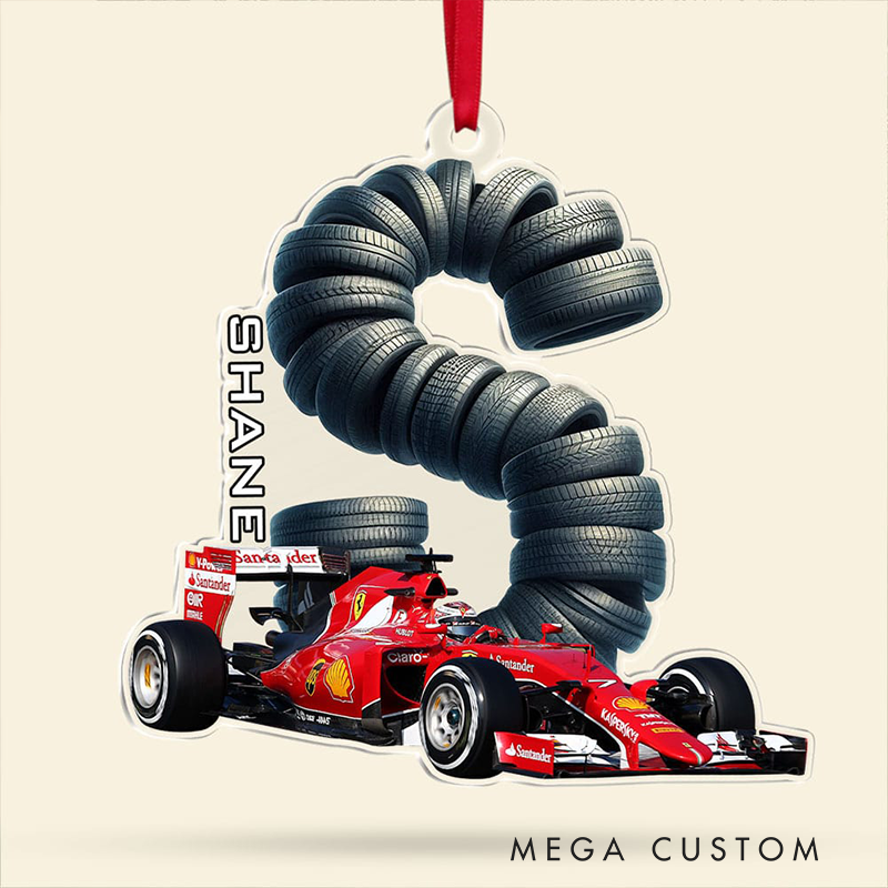Personalized Racing Car Ornament Custom Initial or Name Sports Car Christmas Decoration Gift for Racing Fans