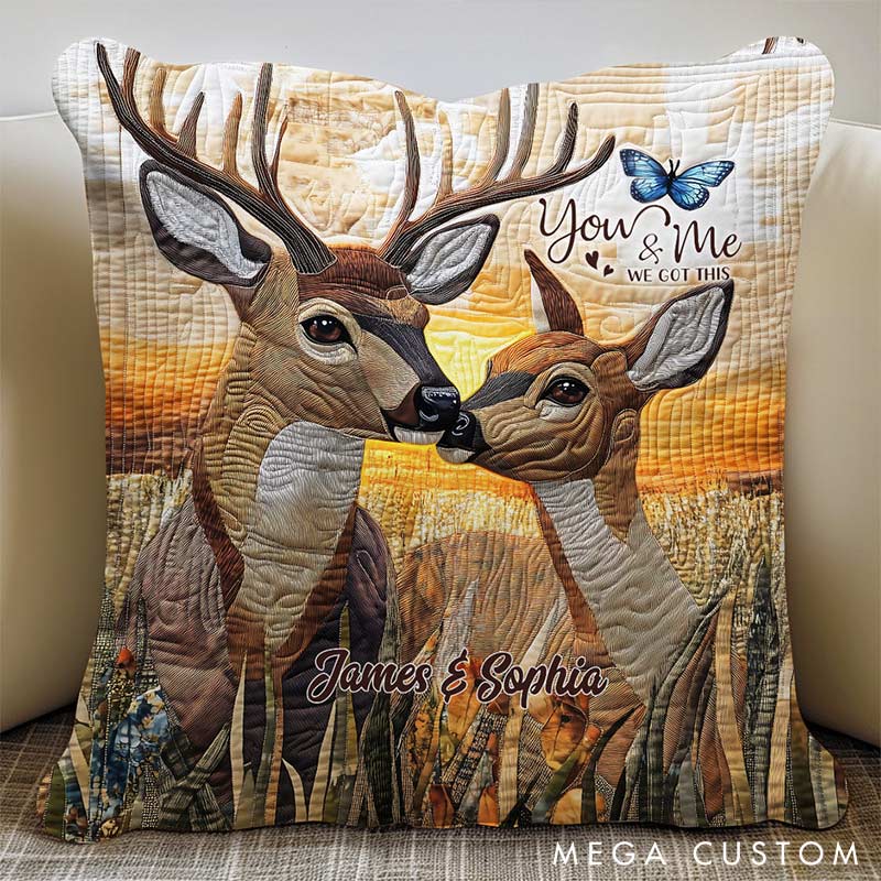 Personalized Deer Couple Design Pillow Custom Names Couple Home Pillow Romantic Anniversaries Gift for Husband Wife for Home