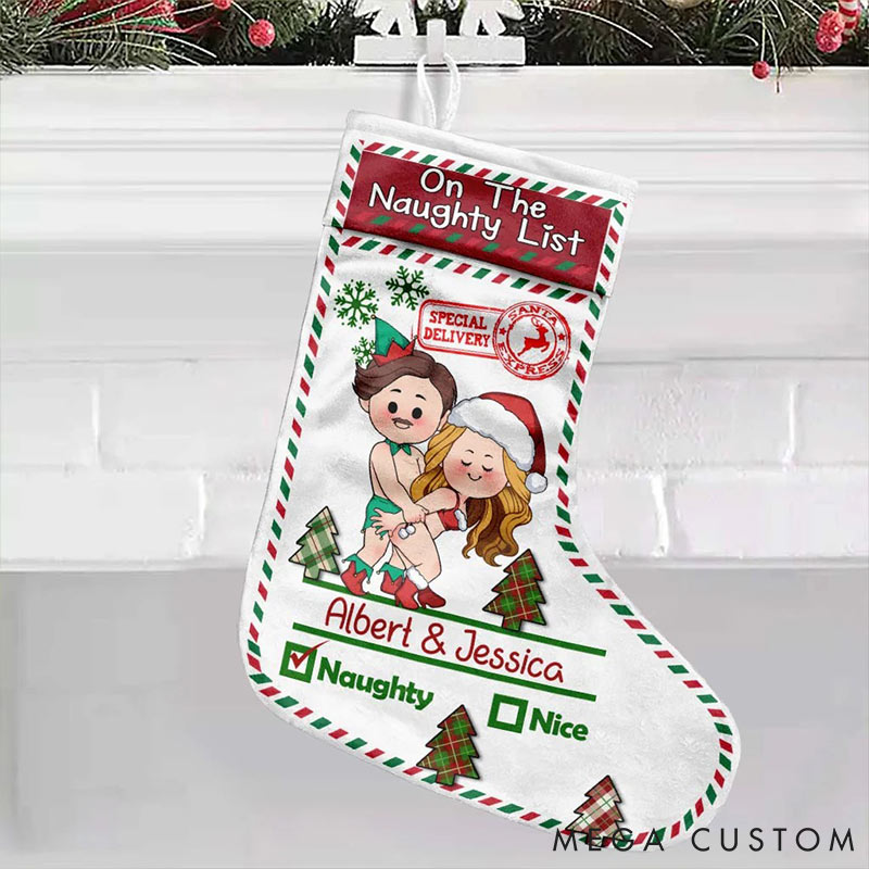 Personalized Couple Naughty or Nice Couple Christmas Stockings Sex Couple Love Position Christmas Stockings Gift for Couple for Husband Wife