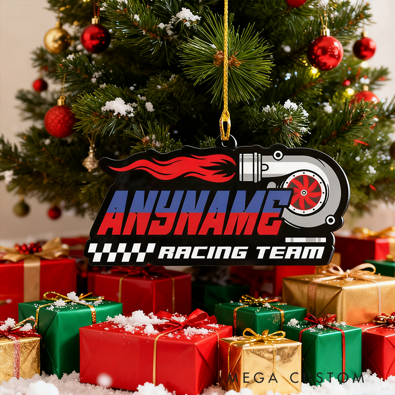 Personalized Racing Name Ornament Custom Speedy Motorsport Christmas Decoration for Car Lovers and Drift Fans