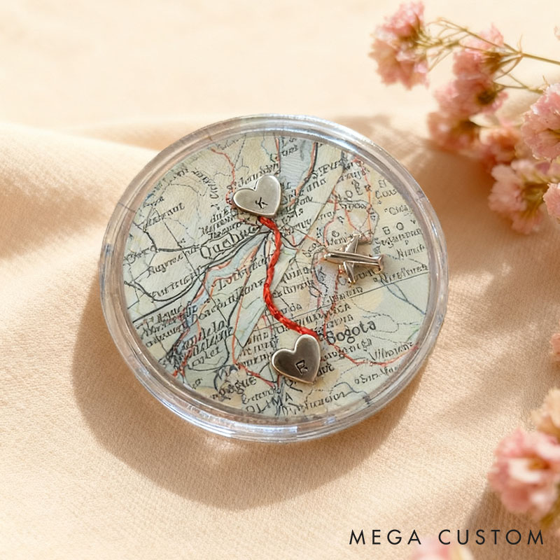 Personalized Couple Long Distance Pocket Hug Coin Custom Couple 2 Cities Coin with text Anniversary Gift For Him Her Valentine's Day Gift