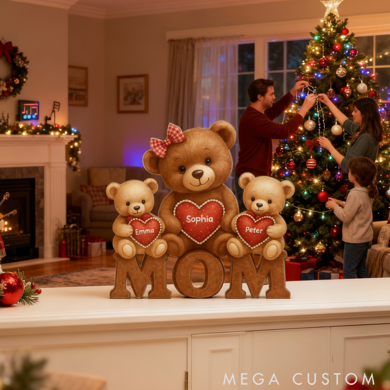 Personalized Mama Bear Custom Shape Acrylic Plaque Christmas Gift for Mom