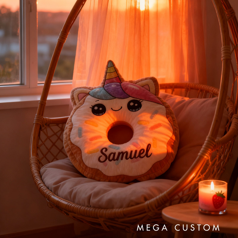 Personalized Cute Horse Donut Throw Pillow Graphic 3D Print Donut Pillow with Name for Kids Boys Girls Baker Gift 