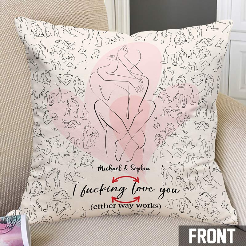 Personalized Couple I Fucking Love You Pillow Custom Names Love Position Newlyweds Couple Home Pillow Romantic Anniversaries Gift for Husband Wife