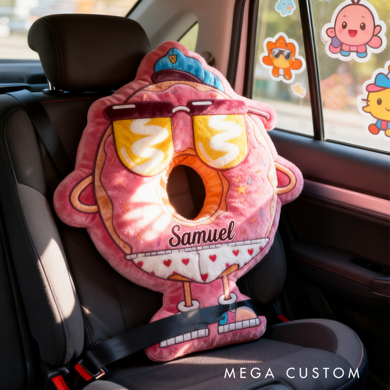 Personalized Akimbo Donut Throw Pillow Graphic 3D Print Pink Donut Pillow with Name for Kids Boys Girls Baker Gift 