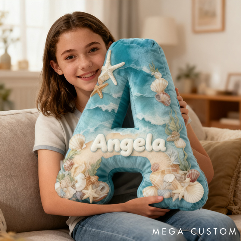 Personalized Seaglass Style Pillow Custom Ocean Style Pillow 3D Graphic Print Home Decor Throw Pillow for Girl Friend Beach Keepsake Pillow