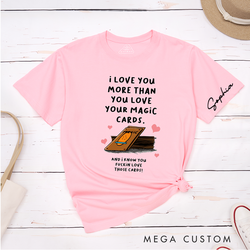 Personalized Funny Love Card Game Fan Classic T-Shirts Custom Gift for Couples Romantic Anniversary Present Unique T-Shirt for Card Collector