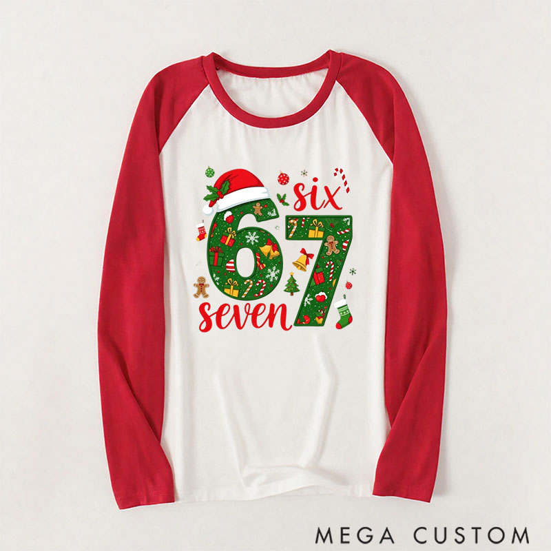 Personalized Six Seven Christmas Hat Theme Fashion Print, Comfortable Soft Fabric, Holiday Christmas Gift Essential Pajamas Gift for Family