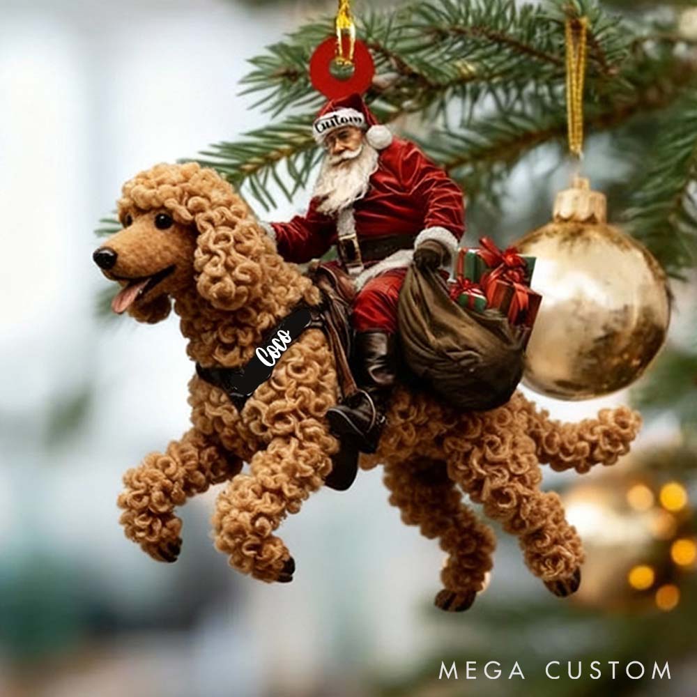 Personalized Pet Lover Santa Riding German Shepherd Christmas Ornament