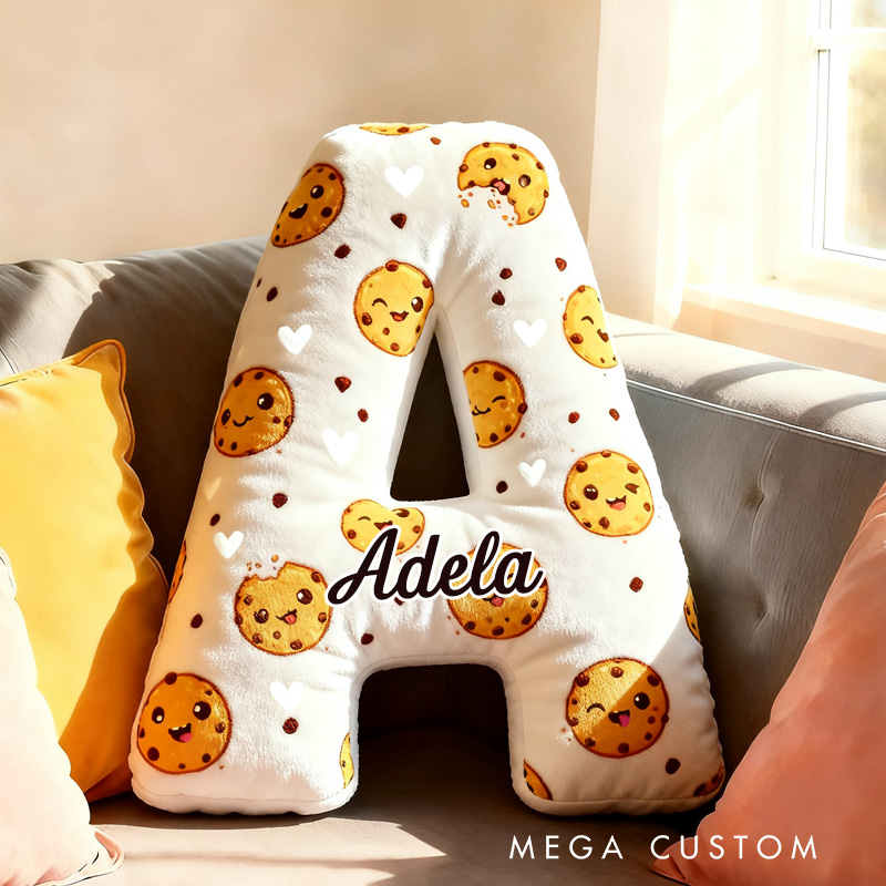 Personalized Muffin Throw Pillow Graphic 3D Print Pink Cute Cookie Pillow with Name for Kids Boys Girls Initial Pillow Baker Gift 