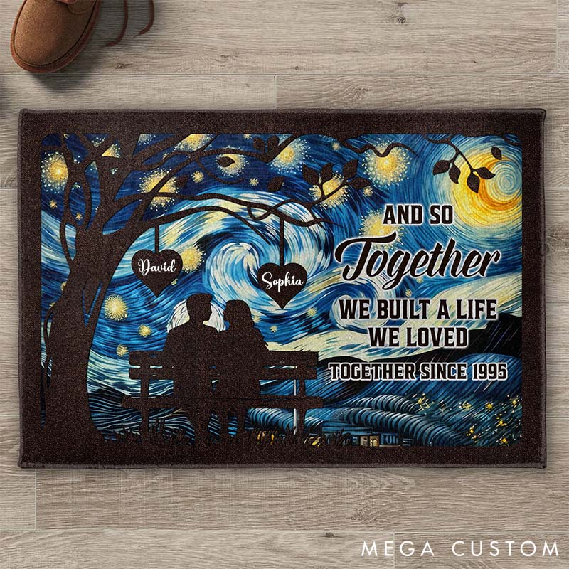Personalized Starry Night Blanket Together We Built A Life We Loved Custom Couple Doormat Holiday Gift for Couples