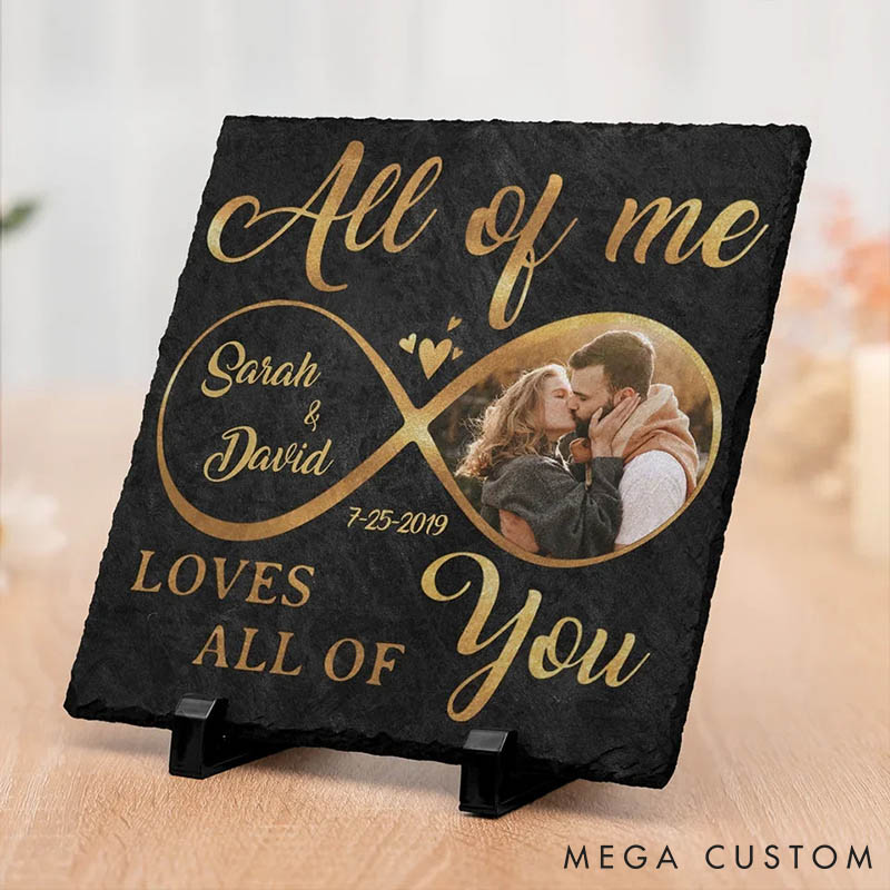 Personalized Couple Photo From Our First Kiss Till Our Last Breath Heart and Square Shaped Stone with Stand First Christmas Gift Valentine's Day Gift