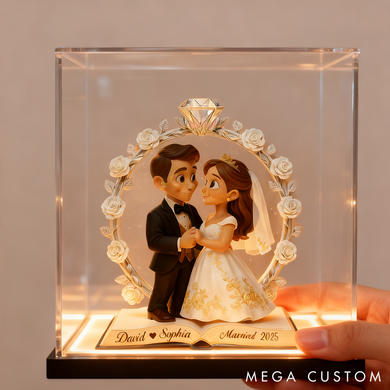 Personalized Couple Wedding Photo Acrylic Plaque Custom Newlyweds Mr and Mrs Plaque from Your Own Picture Our First Christmas Gift for Him Her