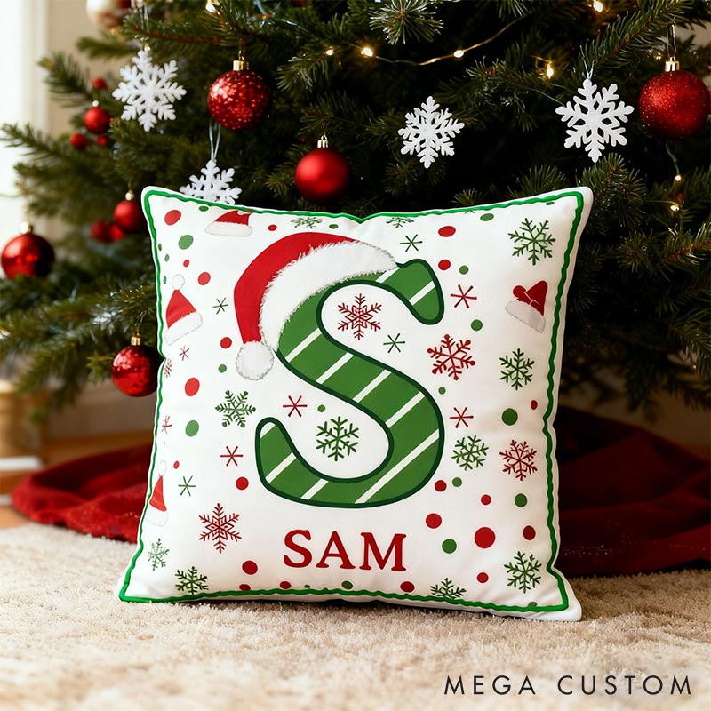 Personalized Christmas Custom Letter Pillow Holiday Gift for Girl Friend for Boy Friend Christmas Gift for Wife Husband Home Pillow for Couple