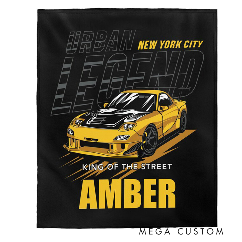 Personalized JDM Car Blanket Custom Name Racing Car Fleece Blanket Gift for Men Boys and Racing Lovers