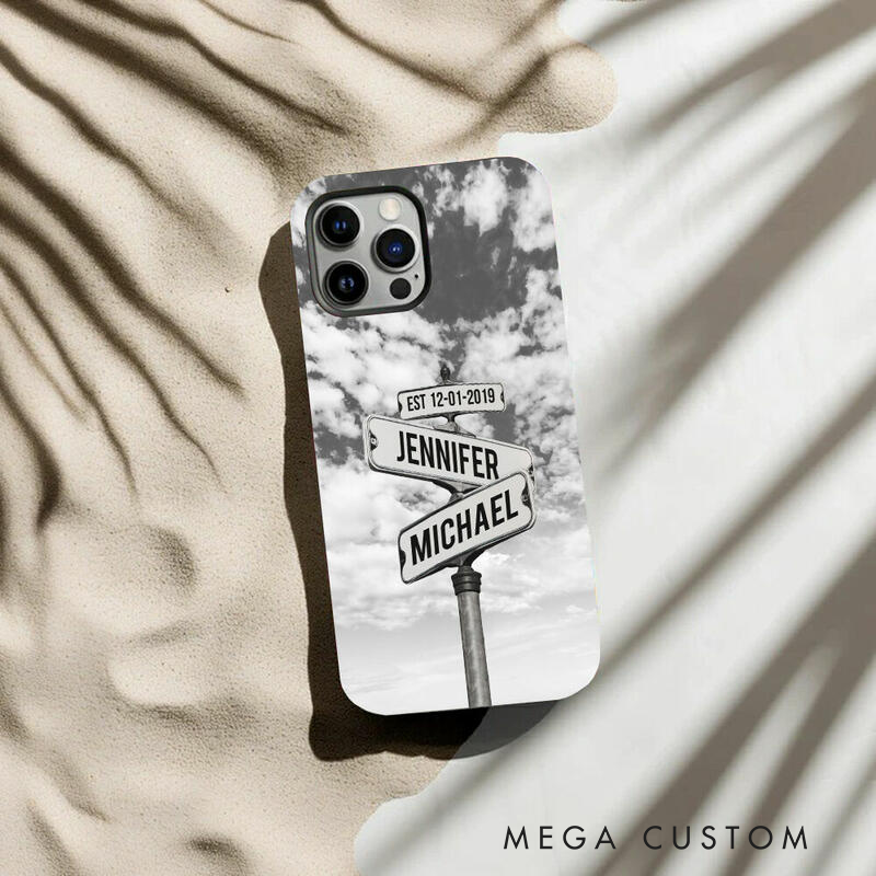 Personalized Street Sign Racing Phone Case Custom Name and Date Gift for Car Lovers and Motorsport Fans
