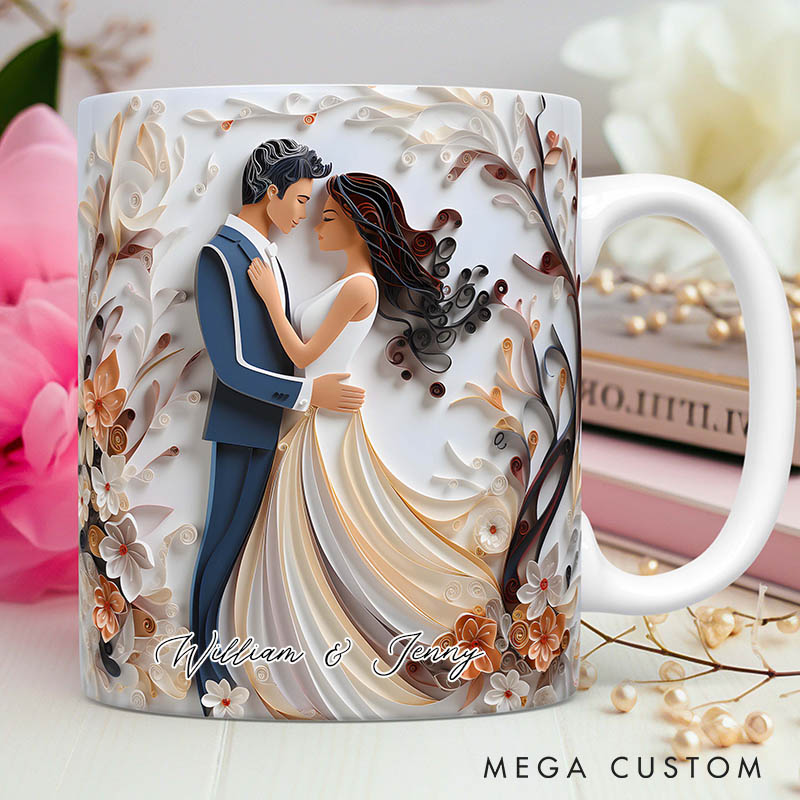 Personalized Wedding Mr. and Mrs. Mug Custom Couple Graphic 3D Print Mug Valentine's Mug Engagement Married Anniversary Mug for Newlyweds