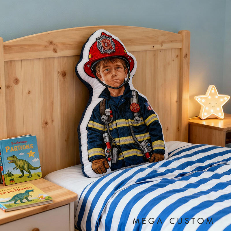 Personalized Firefighter Photo Pillow Personalized Face Shaped Cushion Gift for for Firefighters Graphic 3D Print Pillow 