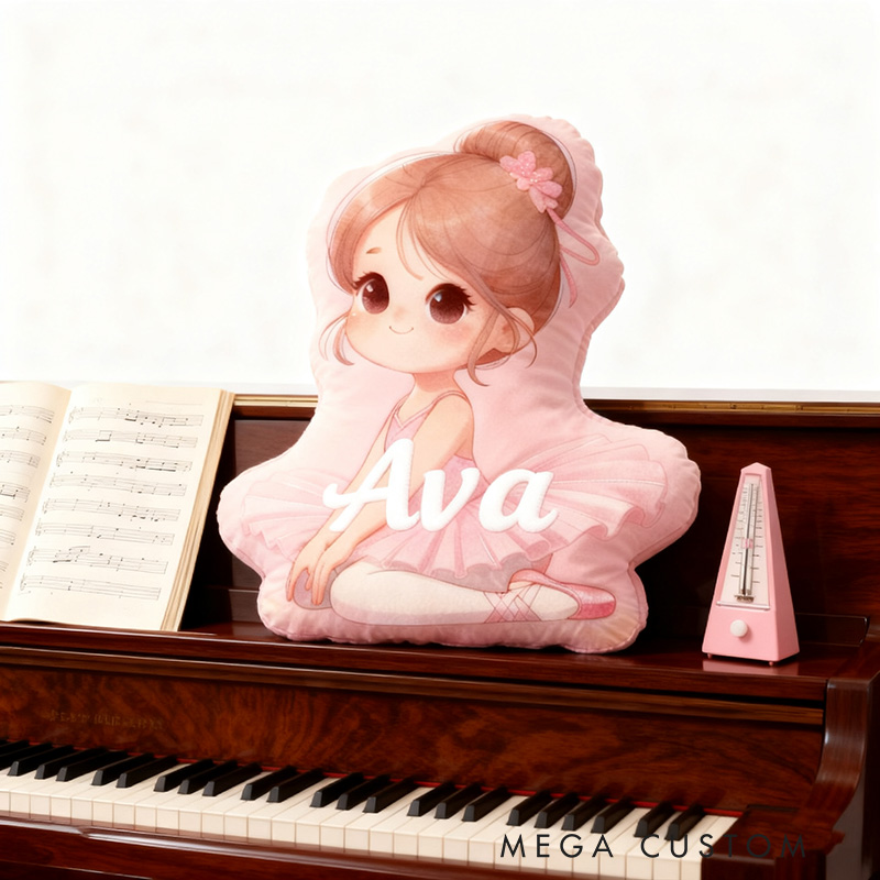 Personalized Ballet Dancer Girl Pillow with Your Name Soft Stuffed Toy for Kids Unique Decorative Cushion for Girls' Room