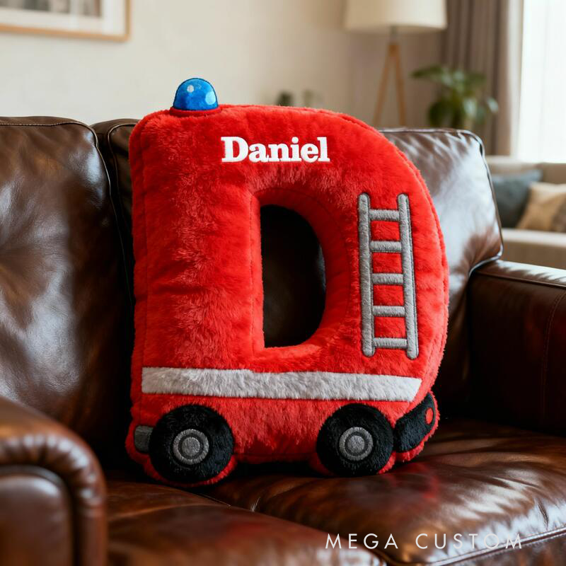 Personalized Fire Truck Letter Pillows Customizable with Names Fun Gifts