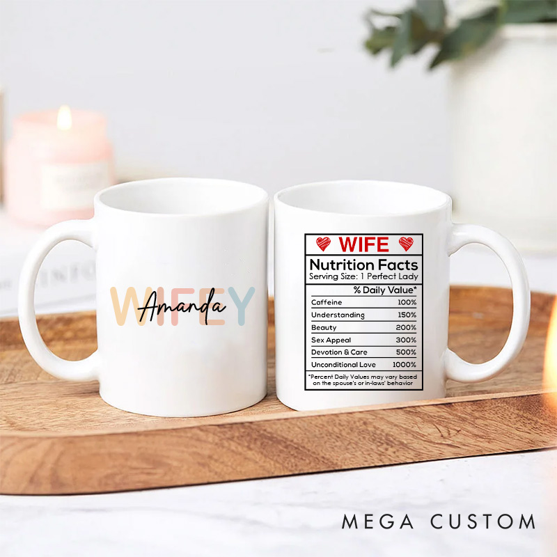 Personalized Wife Nutrition Facts Mug The Perfect Recipe for Love Custom Wife Mug Valentines Gifts for Wife Anniversary Gifts for Her