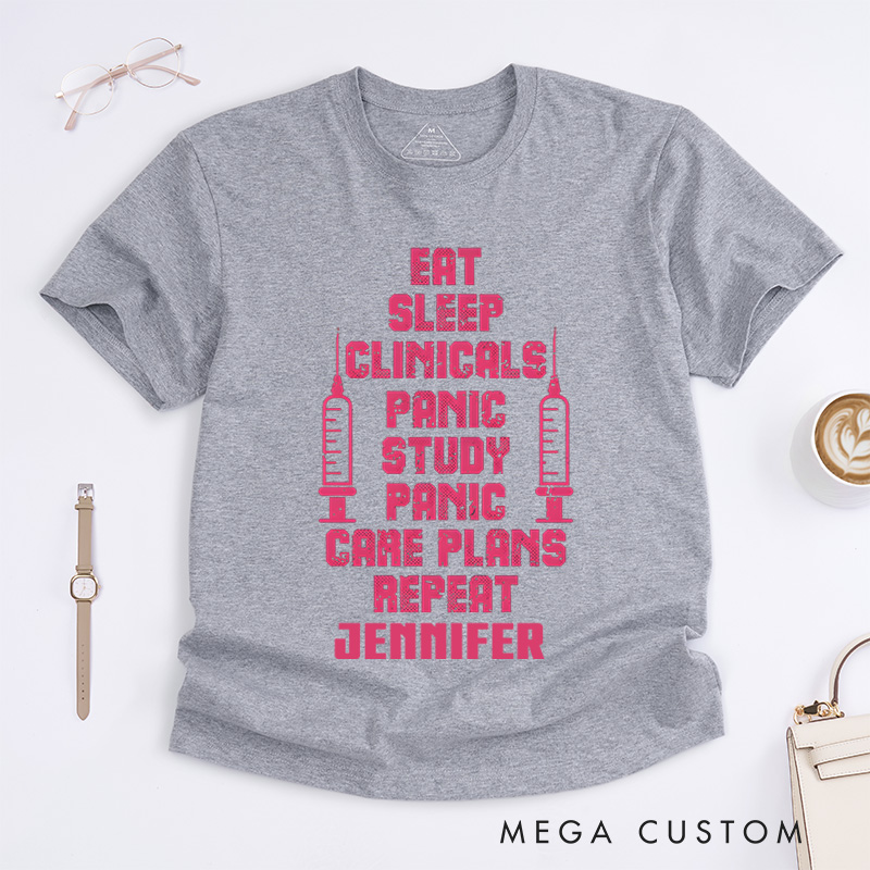 Personalized Nurse T-Shirts Nursing Student Routine Fashion Design T-Shirts