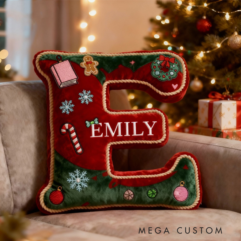 Personalized Books Alphabet Throw Pillow Retro Book Letter Pillow with Name Bookish Initial Reader Pillow for Kids Boys Girl Book Lover Christmas Gift