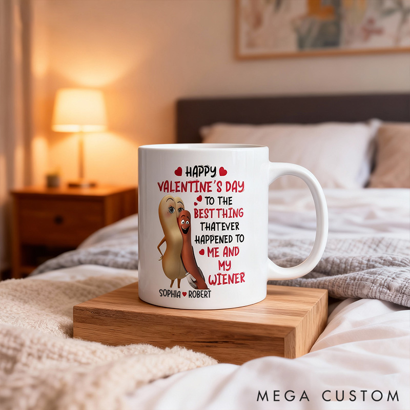 Personalized Happy Valentine’s Day To Me and My Wiener Custom Couple Coffee Mug Funny Anniversary Gift for Couple