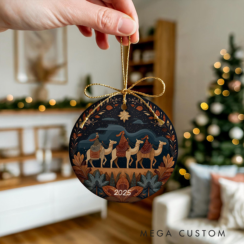 Personalized Three Wise Men Ceramic Ornament with Year Religious Gift Christmas Home Decor Gift Festival Gift