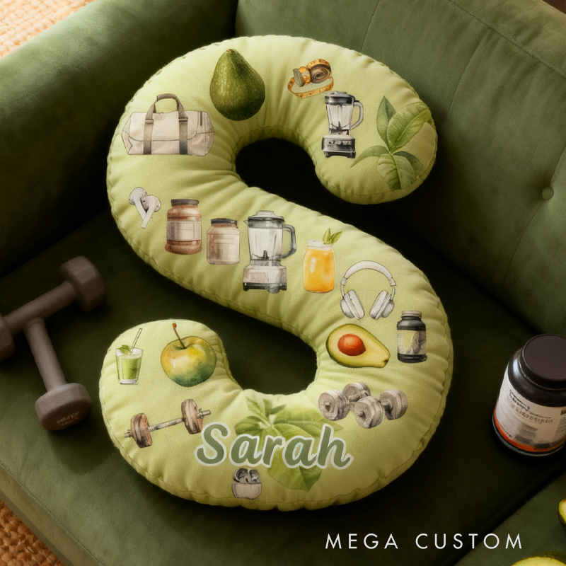 Personalized Graphic 3D Print Healthy Avocado Letter Pillow Exercise Sport Gym Girl Sublimation Design Lift Heavy Shit Gym Rat Weightlifting Pillow for Gym Lovers