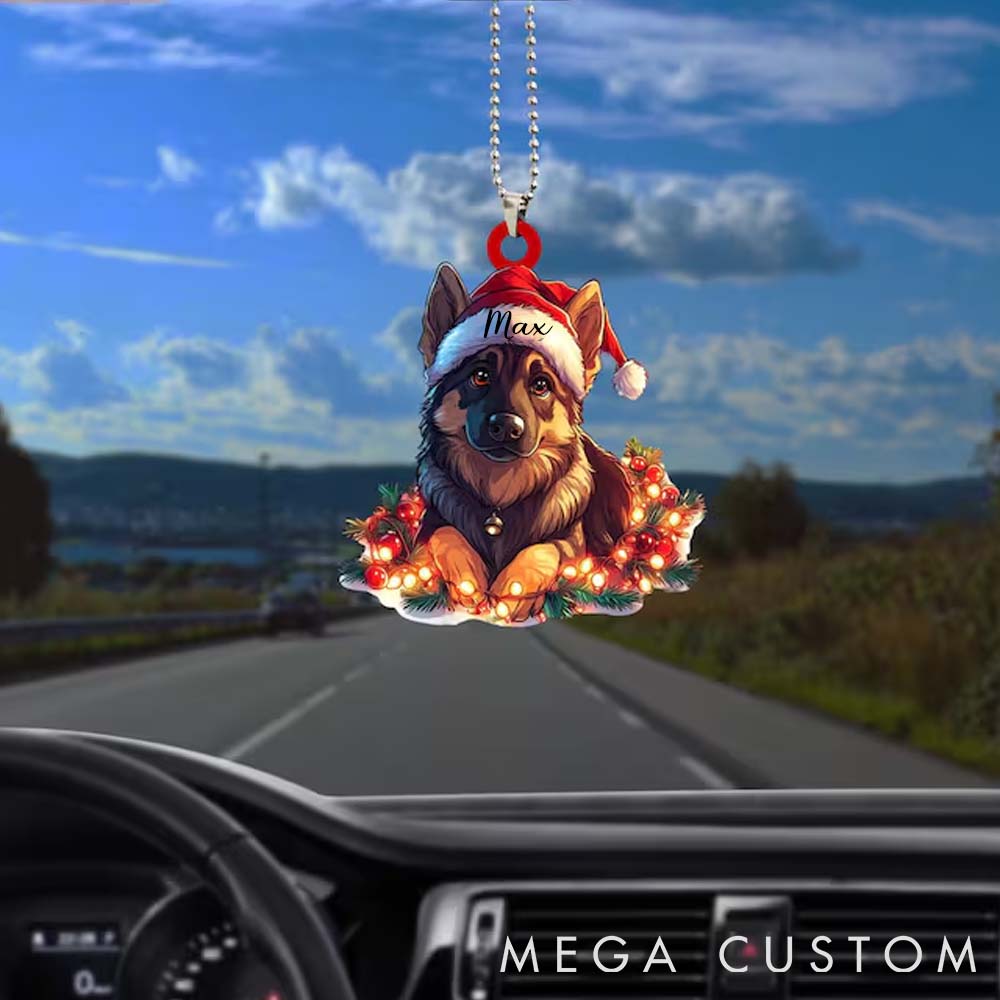 Personalized Pet Lover Cute Pet with Santa Hat Christmas Lights Christmas Ornament