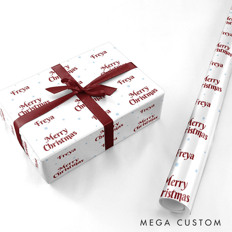 Personalized Classic Red Merry Christmas Wrapping Paper Custom Name Christmas Wrapping Paper Holiday Gift Wrap for Girlfriend Wife Boyfriend Husband