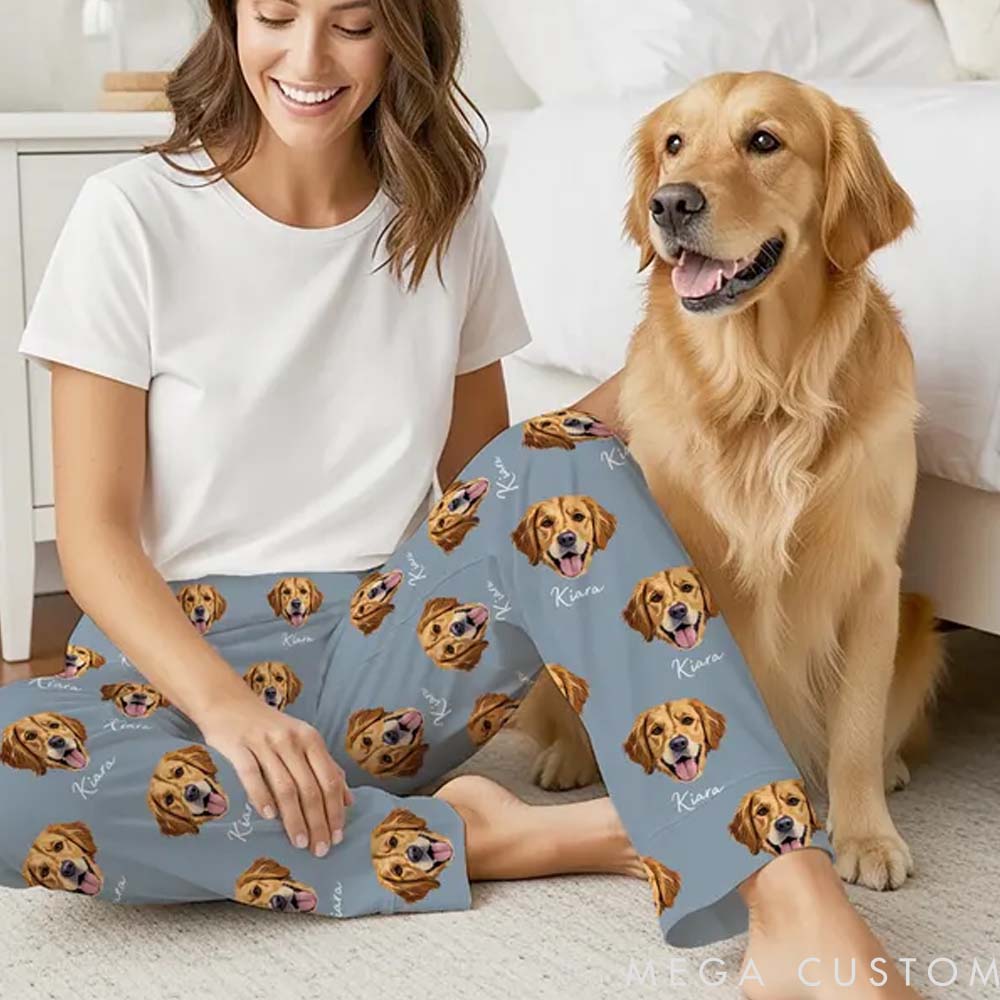 Personalized Pet Lover Custom Pet Face Pants Pajamas