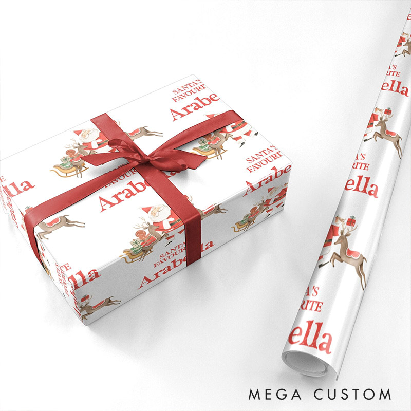 Personalized Santa's Favourite Christmas Wrapping Paper Custom Name Christmas Wrapping Paper Holiday Gift Wrap for Girlfriend Wife Boyfriend Husband