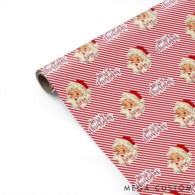 Personalised Vintage Santa Wrapping Paper Vintage Santa Christmas Wrapping Paper Xmas Gift Wrap for Her Him
