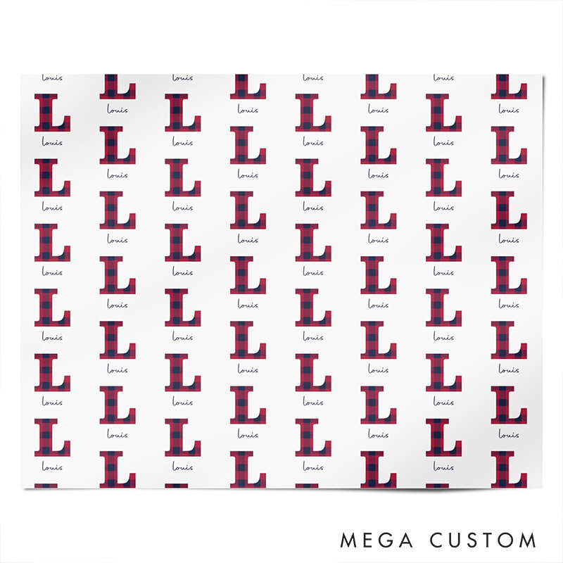 Personalized Red Plaid Christmas Wrapping Paper Custom Tartan Name Christmas Wrapping Paper Holiday Gift Wrap for Girlfriend Wife Boyfriend Husband