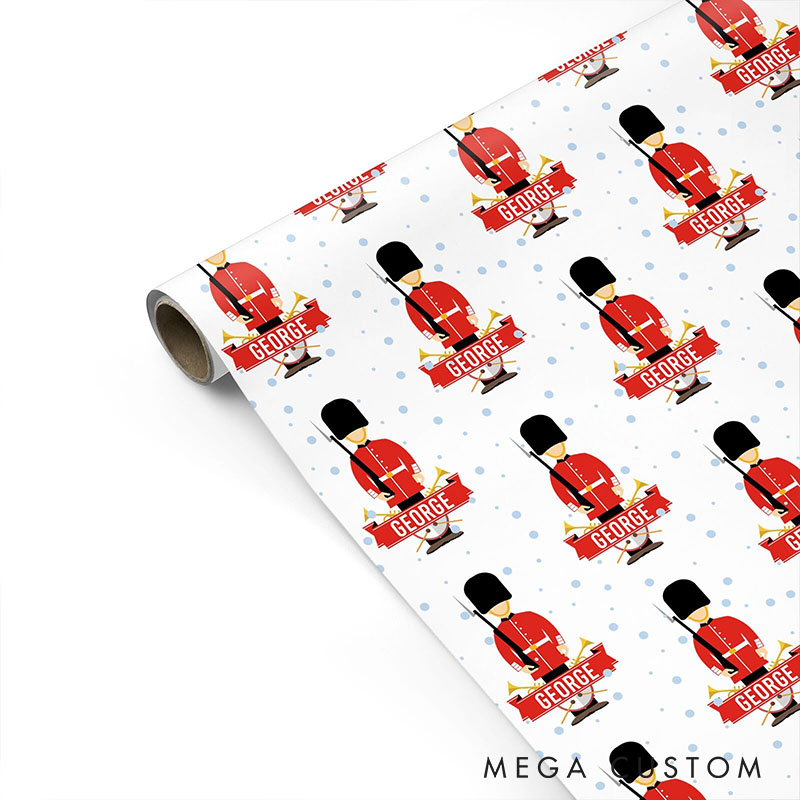 Personalized British Guards Christmas Wrapping Paper Custom Couple Christmas Wrapping Paper Holiday Gift Wrap for Girlfriend Wife Boyfriend Husband