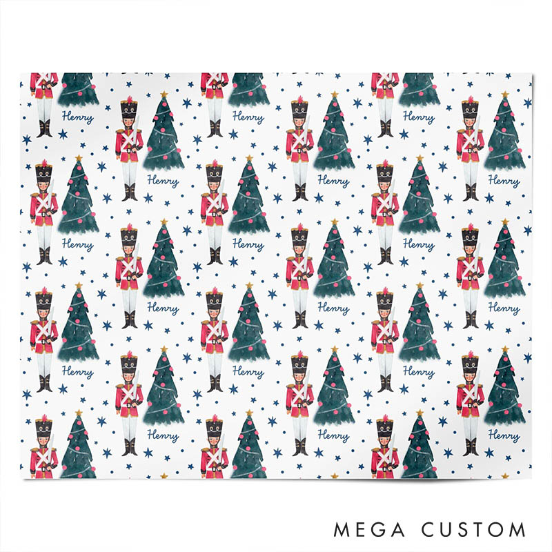 Personalized Nutcracker Christmas Wrapping Paper Custom Name Christmas Wrapping Paper Holiday Gift Wrap for Girlfriend Wife Boyfriend Husband