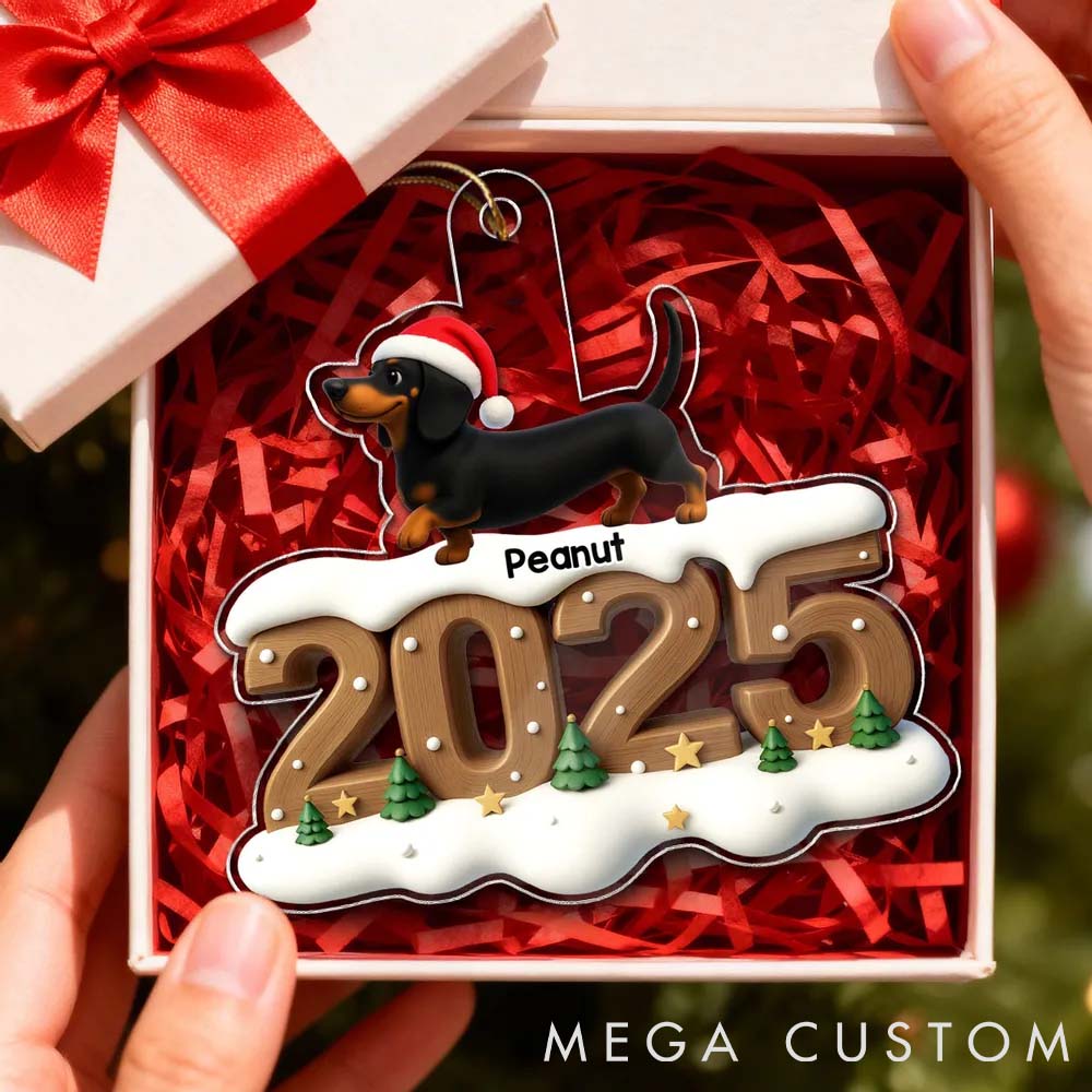 Personalized Dog Lover Christmas Dachshunds Walking Ornament