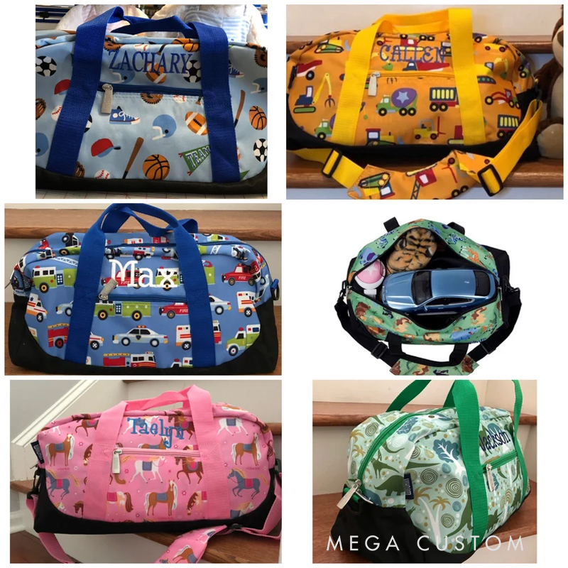 Personalized Monogrammed Kids Duffle Bag: Wildkin Pattern, Personalized Travel Bag