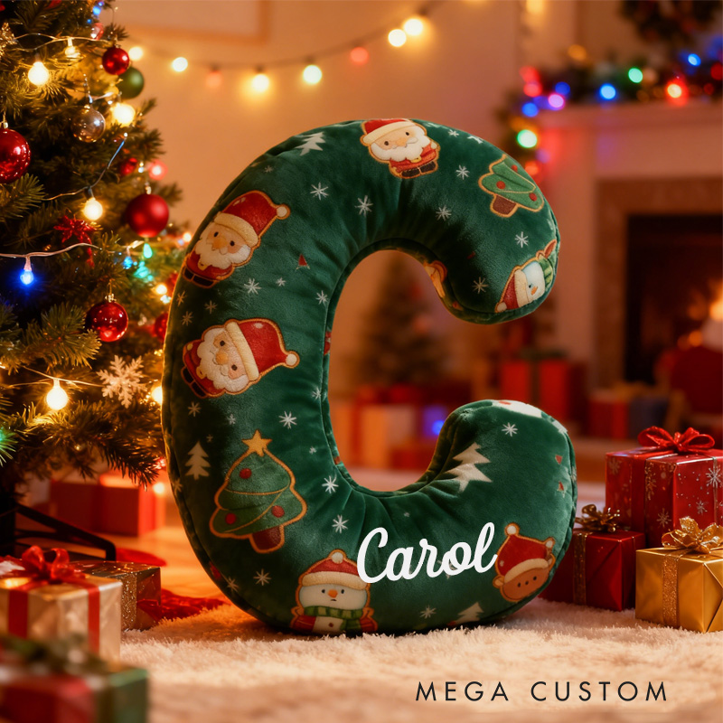 Personalized Christmas Cookie Alphabet Throw Pillow Cookie Letter Pillow with Name for Kids Girl Boy Baker Christmas Gifts Loving Room Decor