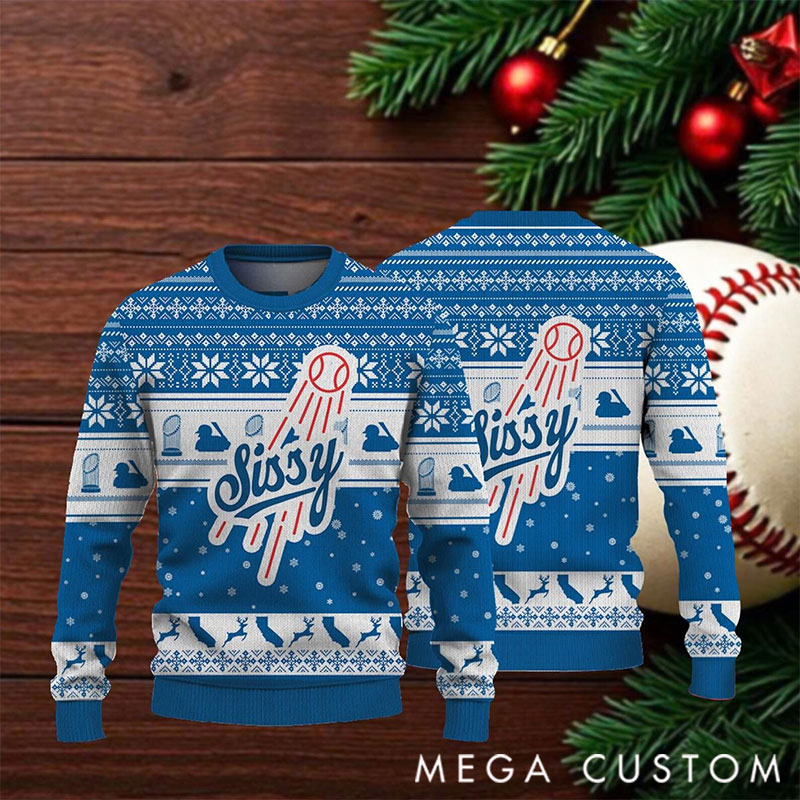 Personalized Baseball Family Ugly Christmas Sweater Champion 2025  Custom Name Sweater  Baseball Mama & Daddy Sweater