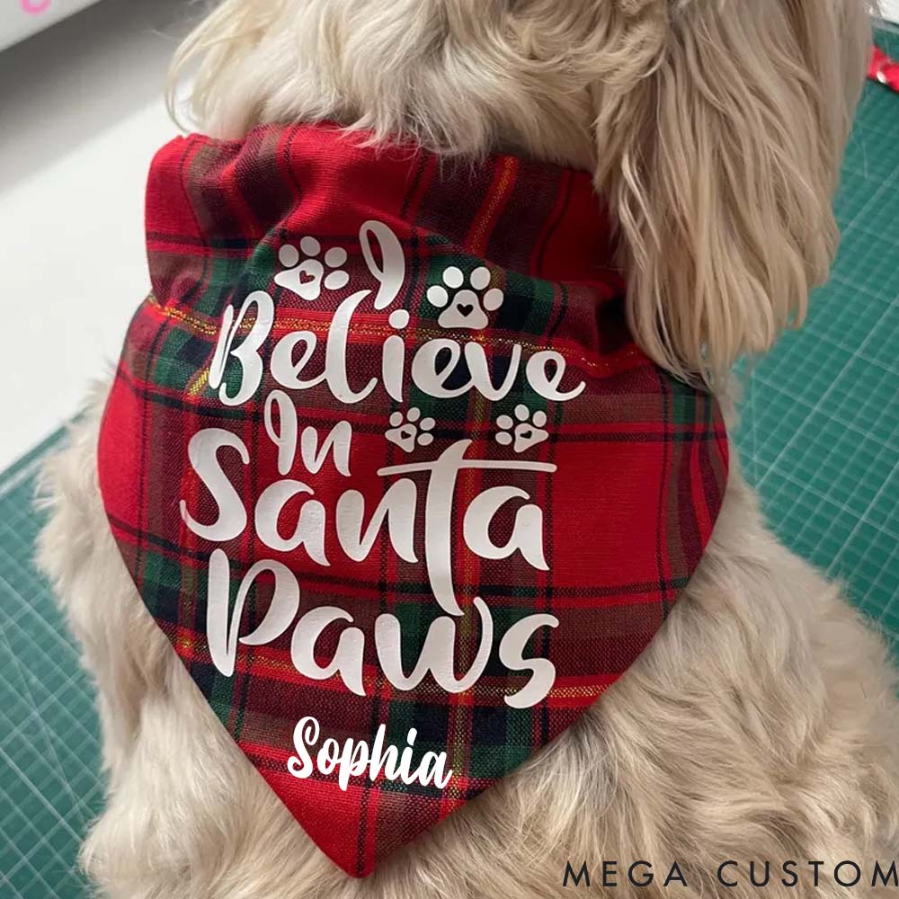 Personalized Dog Lover Christmas Tartan Dog Bandana
