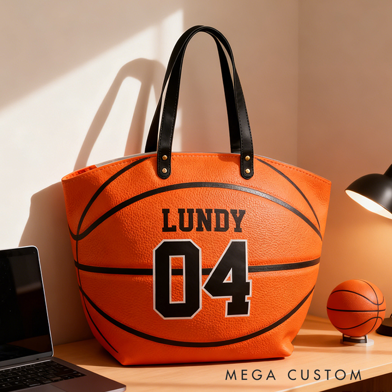 Personalized Basketball Texture Tote Bag Design, Stylish & Functional for Basketball Enthusiasts Custom Name & Number