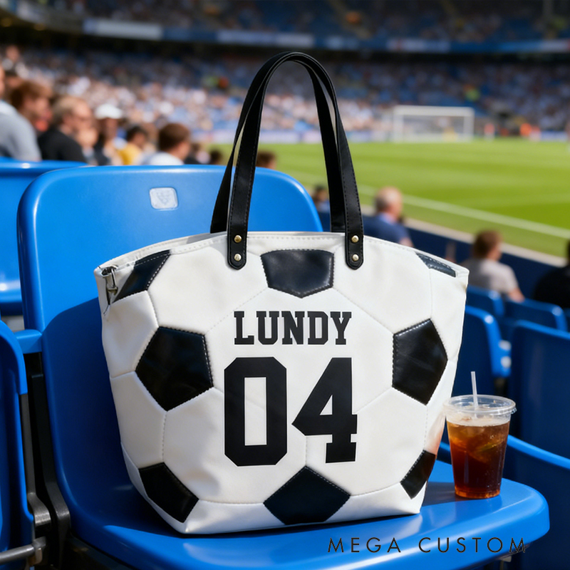 Personalized Soccer Texture Tote Bag Design, Stylish & Functional for Soccer Enthusiasts Custom Name & Number