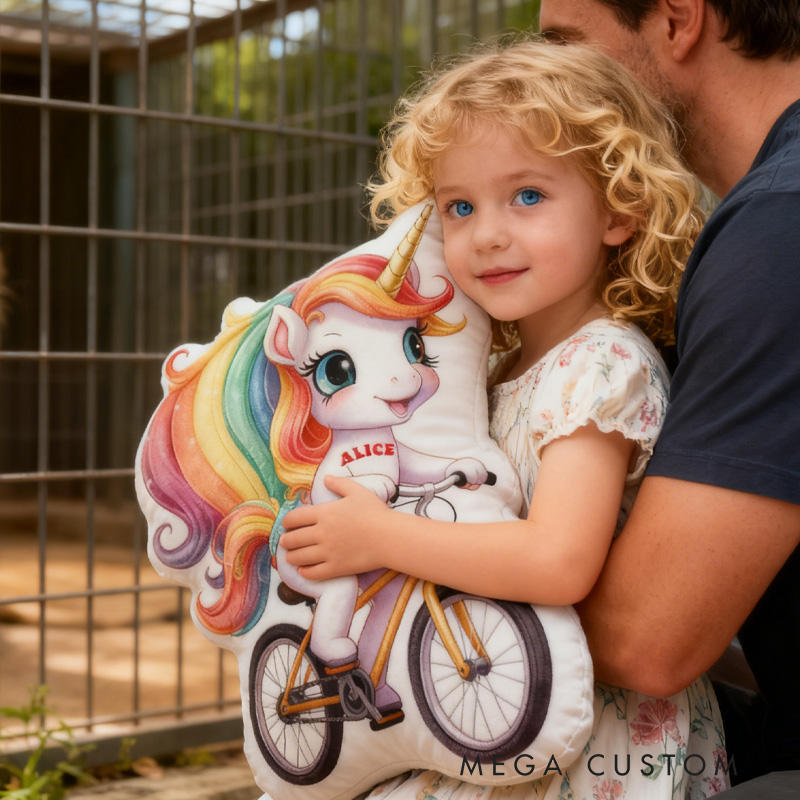 Personalized Rainbow Princess Pillow Cozy Dreaming Wing Princess Graphic 3D Print French Court Pillow Name Pillow Comfortable Travel Cushion for Kids Girls Riding Lovers